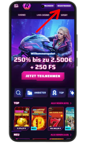 Registrierungsbutton Roby Casino